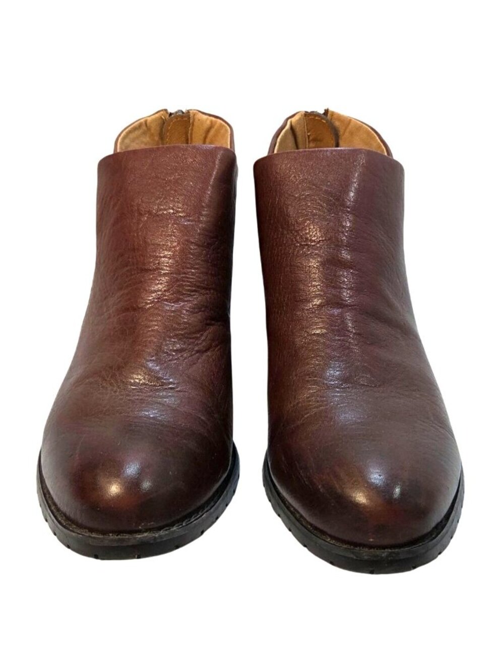 Montana Artisan Crafted Brown Leather Zip Heeled Ankle Boots Women's Size 8